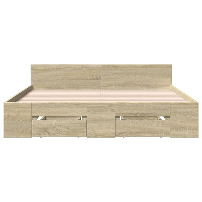 Cadru de pat cu sertare stejar sonoma 135x190 cm lemn prelucrat - WALTI WALTI