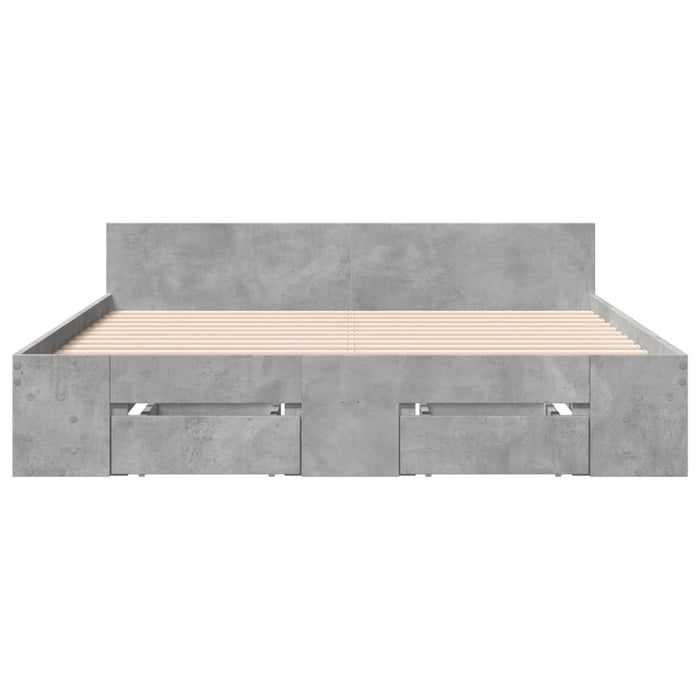 Cadru de pat cu sertare, gri beton, 135x190 cm, lemn prelucrat - WALTI WALTI