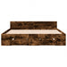 Cadru pat cu sertare stejar fumuriu 135x190 cm lemn prelucrat - WALTI WALTI