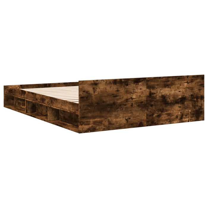Cadru pat cu sertare stejar fumuriu 135x190 cm lemn prelucrat - WALTI WALTI