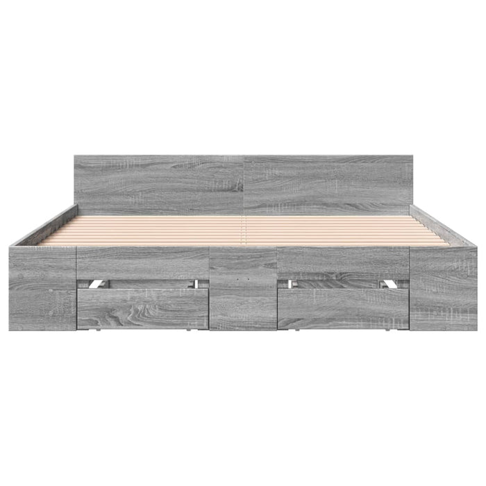 Cadru de pat cu sertare, gri sonoma, 135x190 cm, lemn prelucrat - WALTI WALTI