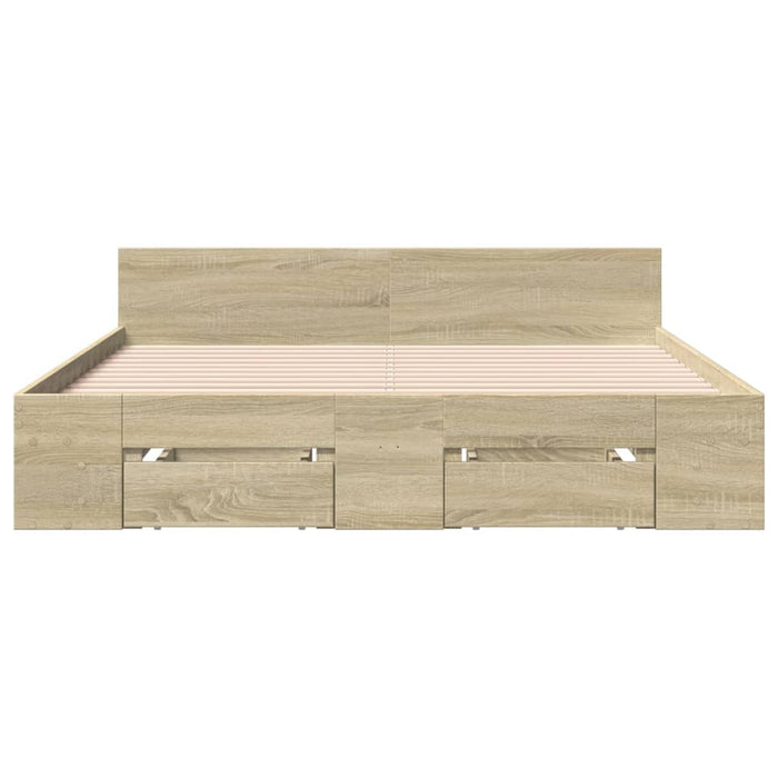 Cadru de pat cu sertare stejar sonoma 120x190 cm lemn prelucrat - WALTI WALTI