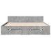 Cadru de pat cu sertare, gri beton, 120x190 cm, lemn prelucrat - WALTI WALTI