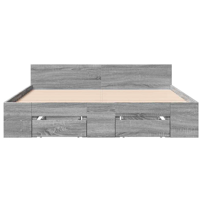 Cadru de pat cu sertare gri sonoma 120x190 cm lemn prelucrat WALTI