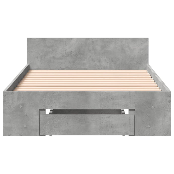 Cadru de pat cu sertar, gri beton, 100x200 cm, lemn prelucrat - WALTI WALTI