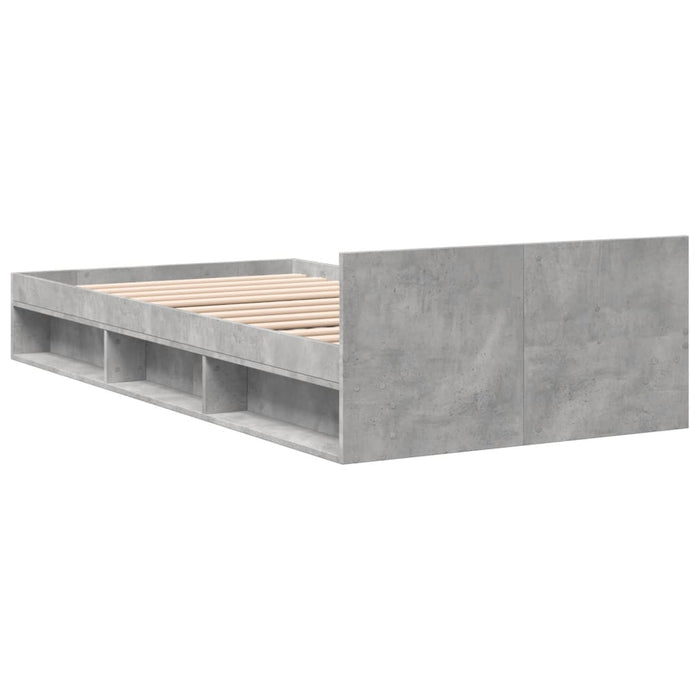 Cadru de pat cu sertar, gri beton, 100x200 cm, lemn prelucrat - WALTI WALTI