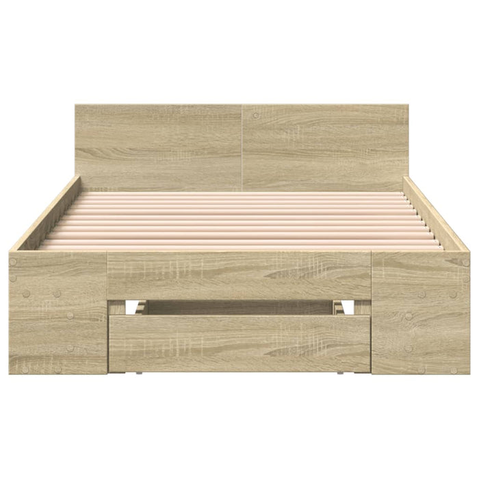 Cadru de pat cu sertar stejar sonoma 90x200 cm lemn prelucrat - WALTI WALTI