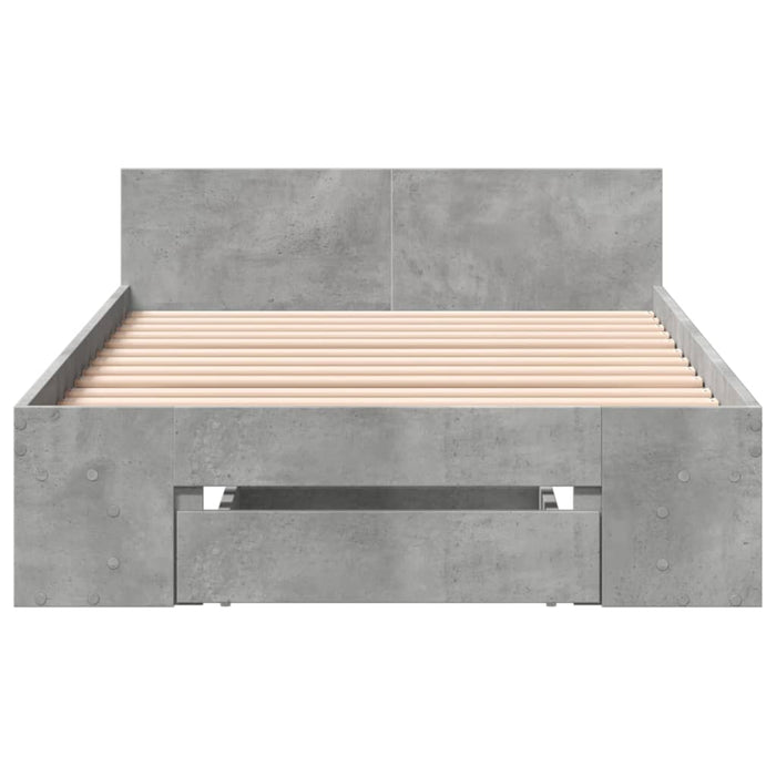 Cadru de pat cu sertar, gri beton, 90x200 cm, lemn prelucrat - WALTI WALTI