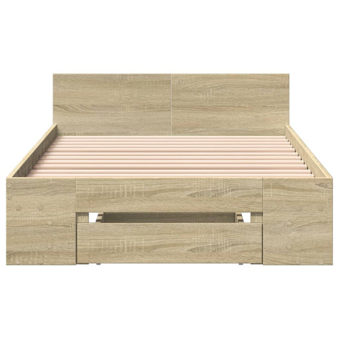 Cadru de pat cu sertar stejar sonoma 75x190 cm lemn prelucrat - WALTI WALTI