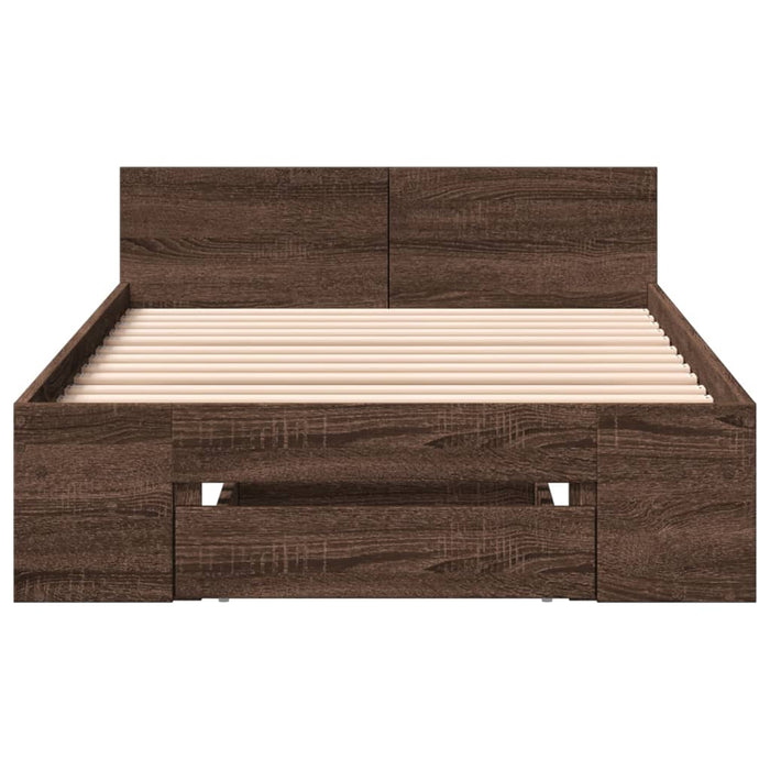 Cadru de pat cu sertar stejar maro 75x190 cm lemn prelucrat - WALTI WALTI