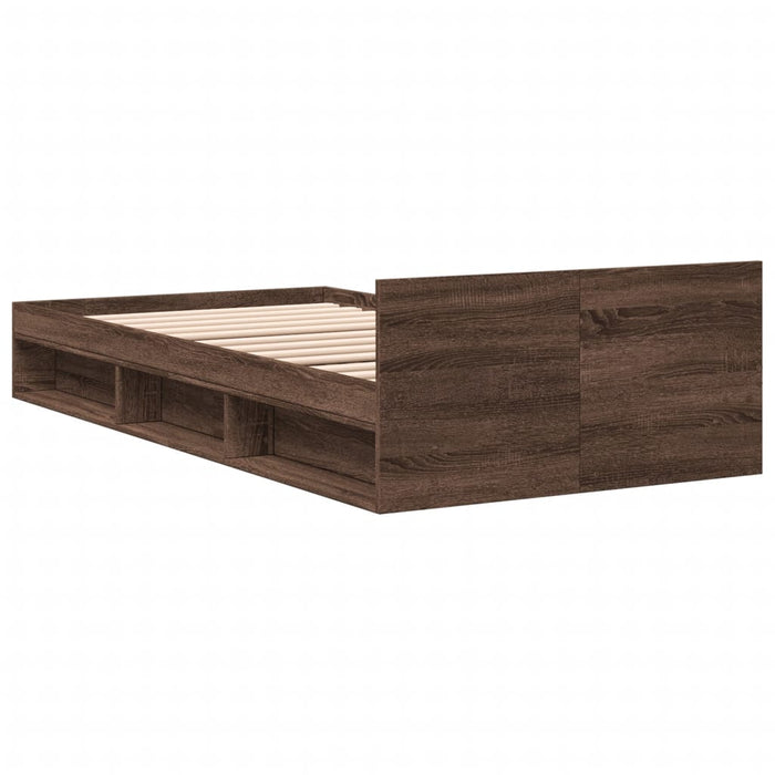Cadru de pat cu sertar stejar maro 75x190 cm lemn prelucrat - WALTI WALTI