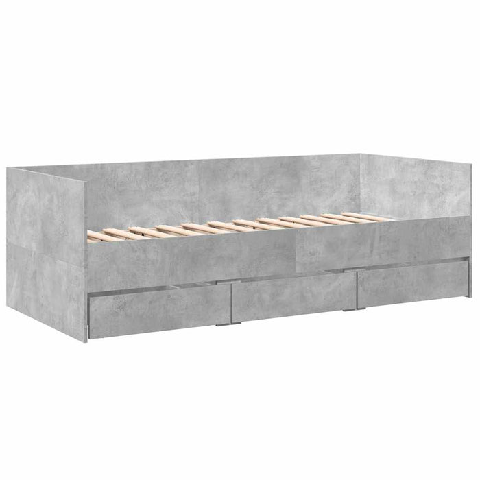 Pat de zi cu sertare fără saltea, gri beton, 90x200 cm - WALTI WALTI