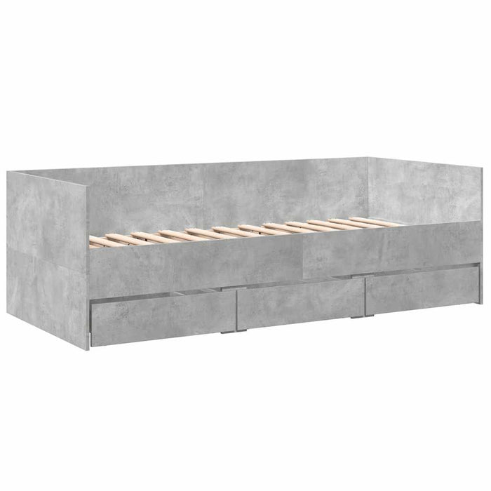 Pat de zi cu sertare fără saltea, gri beton, 90x190 cm - WALTI WALTI