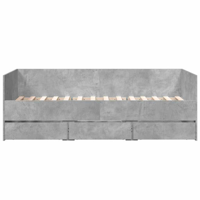 Pat de zi cu sertare fără saltea, gri beton, 90x190 cm - WALTI WALTI