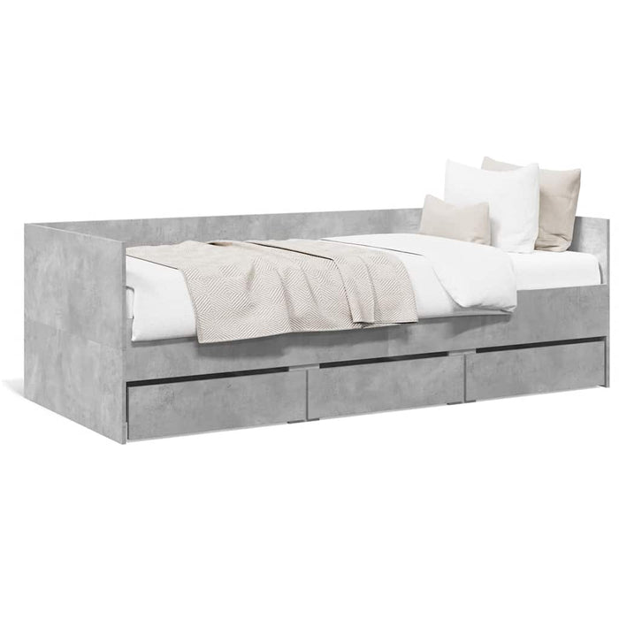 Pat de zi cu sertare fără saltea, gri beton, 75x190 cm - WALTI WALTI