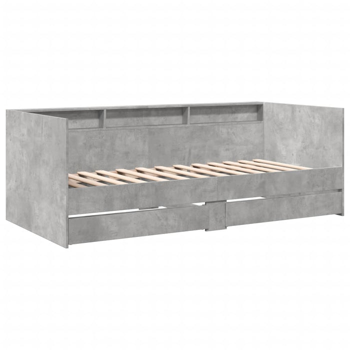 Pat de zi cu sertare fără saltea, gri beton, 90x190 cm - WALTI WALTI