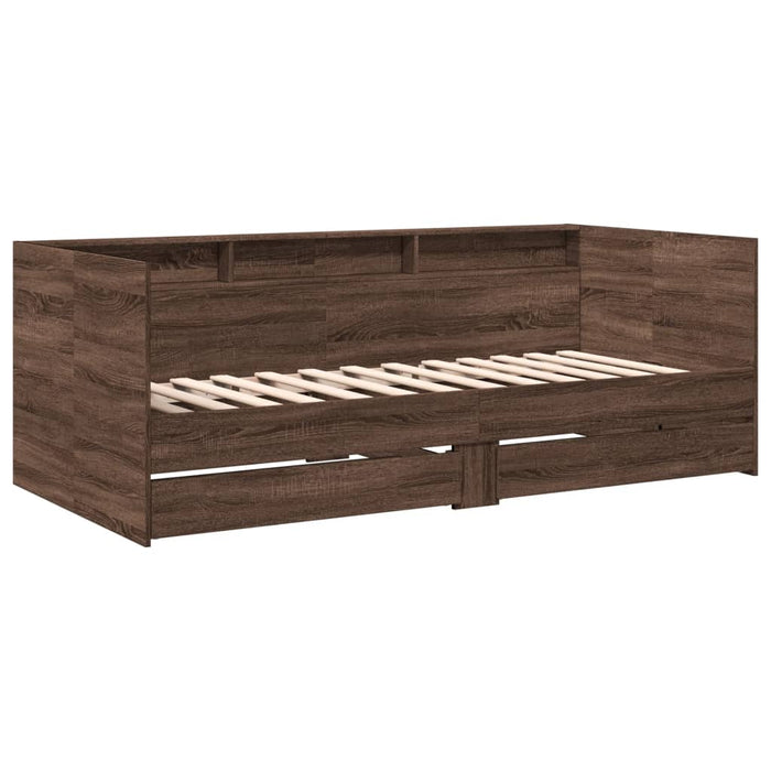 Pat de zi cu sertare fără saltea, stejar maro, 75x190 cm - WALTI WALTI