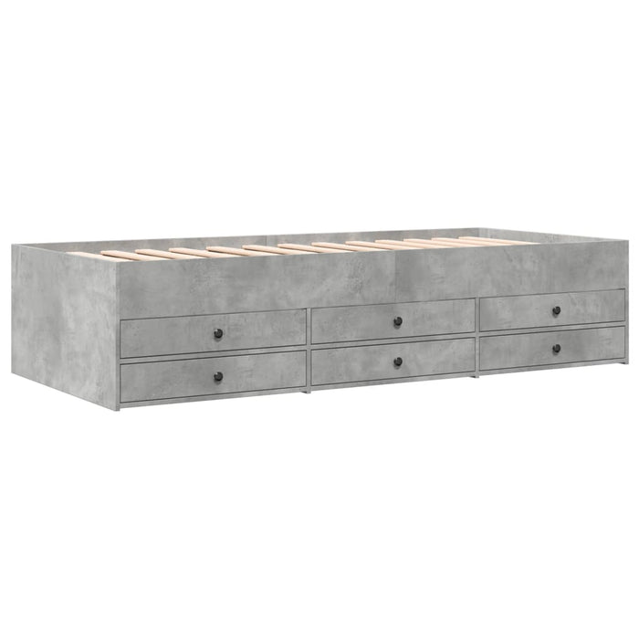 Pat de zi cu sertare fără saltea, gri beton, 100x200 cm - WALTI WALTI