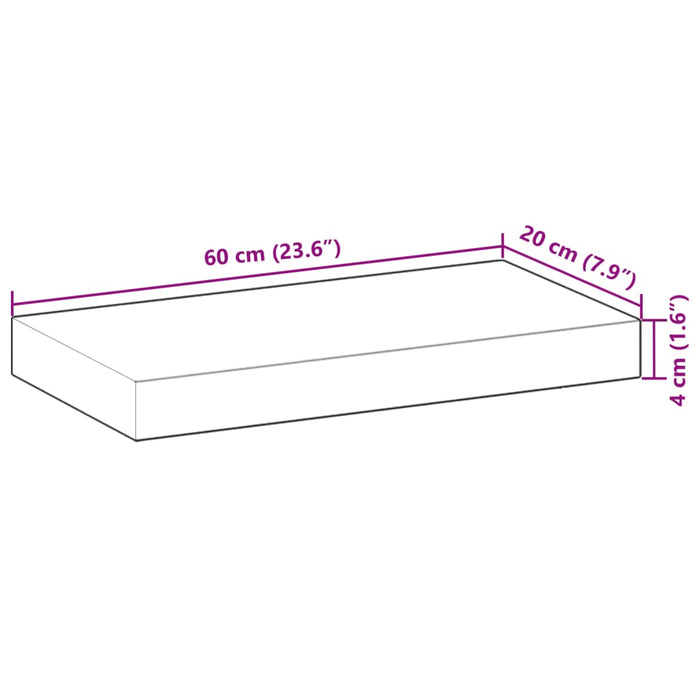 Raft suspendat, 60x20x4 cm, lemn masiv de acacia netratat - WALTI WALTI