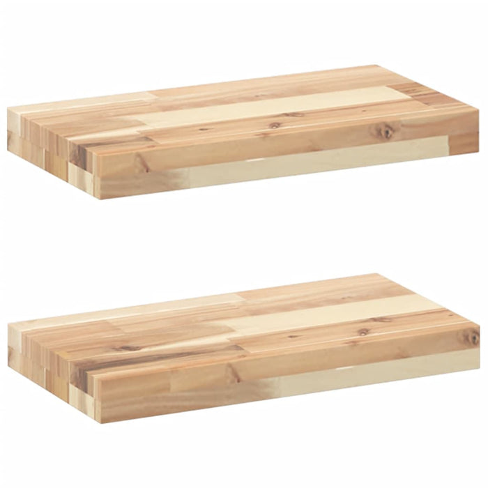 Rafturi suspendate 2 buc. 60x20x4 cm lemn masiv acacia netratat - WALTI WALTI
