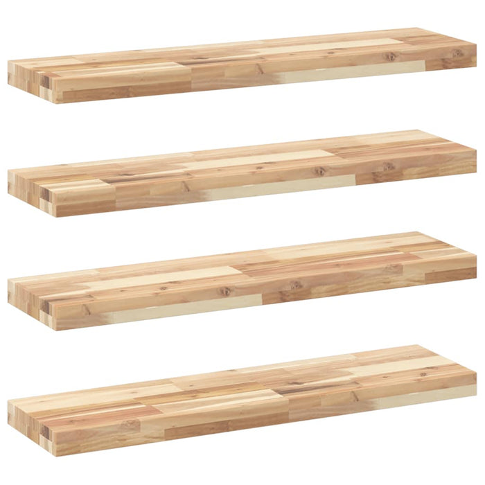 Rafturi suspendate 4 buc. 80x20x4 cm lemn masiv acacia netratat - WALTI WALTI