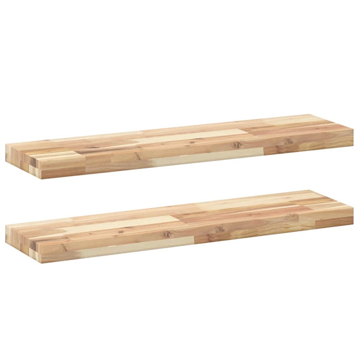 Rafturi plutitoare 2 buc. 100x20x4cm lemn masiv acacia netratat - WALTI WALTI