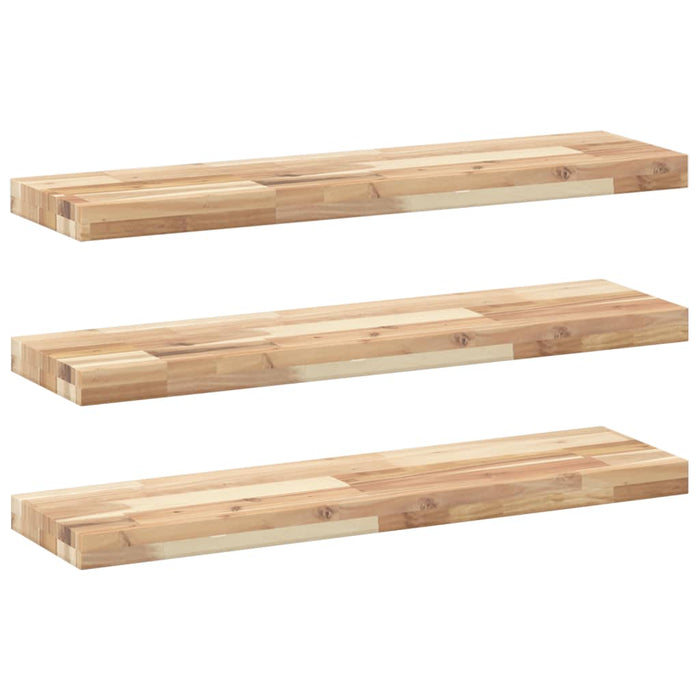 Rafturi plutitoare 3 buc. 100x20x4cm lemn masiv acacia netratat - WALTI WALTI