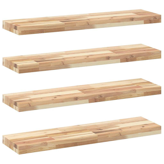 Rafturi plutitoare 4 buc. 100x20x4cm lemn masiv acacia netratat - WALTI WALTI