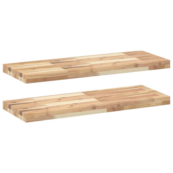 Rafturi suspendate 2 buc. 80x30x4 cm lemn masiv acacia netratat - WALTI WALTI