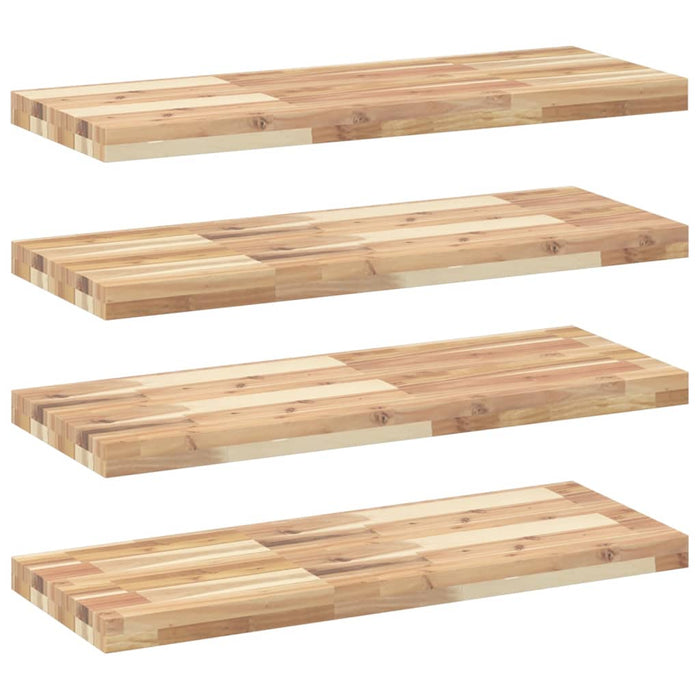 Rafturi plutitoare 4 buc. 100x30x4cm lemn masiv acacia netratat - WALTI WALTI