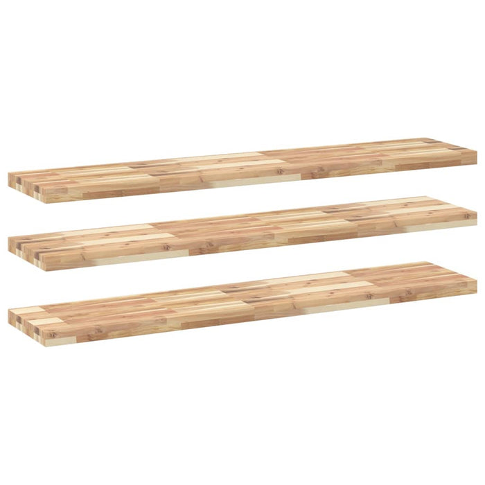Rafturi plutitoare 3 buc. 140x30x4cm lemn masiv acacia netratat - WALTI WALTI