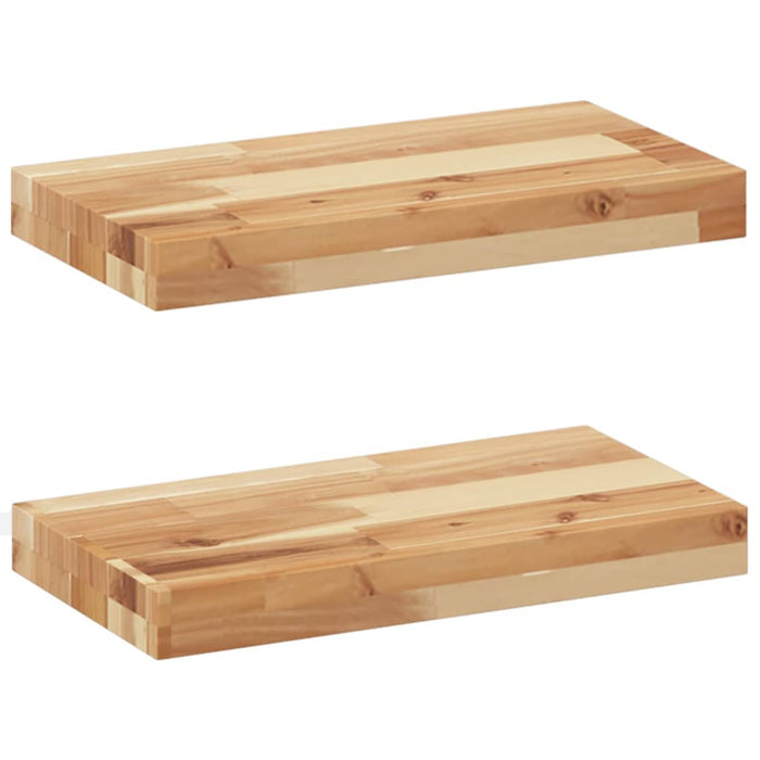 Rafturi suspendate 2 buc. 60x20x4 cm lemn masiv acacia netratat - WALTI WALTI