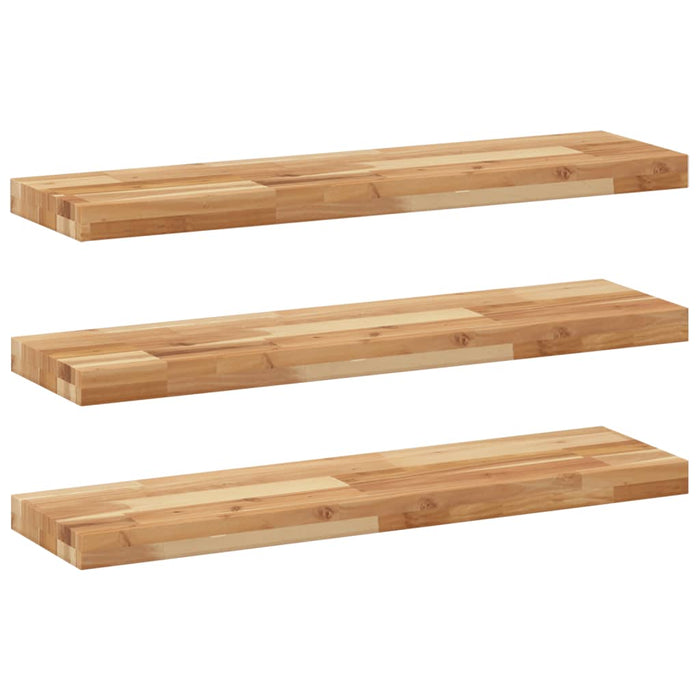 Rafturi suspendate 3 buc. 80x20x4 cm lemn masiv acacia netratat - WALTI WALTI