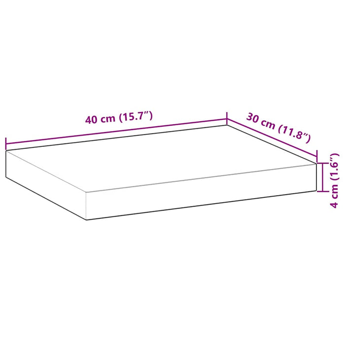 Raft suspendat 40x30x4 cm lemn masiv acacia netratat - WALTI WALTI
