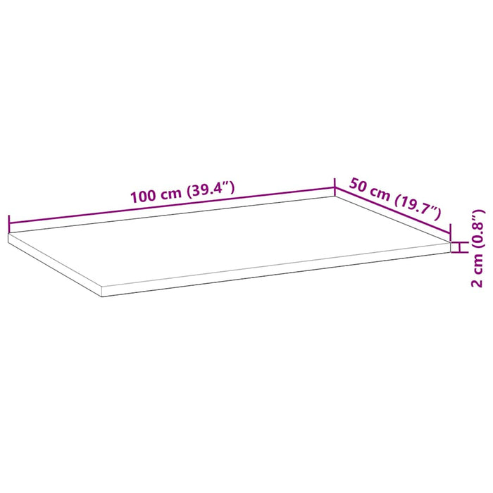 Blat de birou netratat, 100x50x2 cm, lemn masiv de acacia - WALTI WALTI