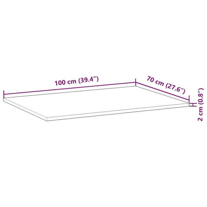 Blat de birou netratat, 100x70x2 cm, lemn masiv de acacia - WALTI WALTI