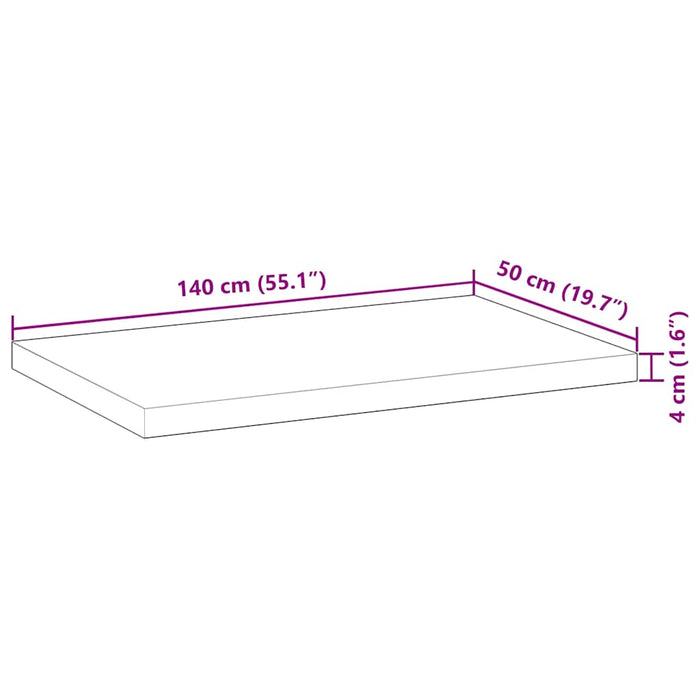 Blat de birou netratat, 140x50x4 cm, lemn masiv de acacia - WALTI WALTI