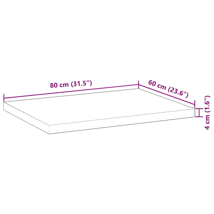 Blat de birou netratat, 80x60x4 cm, lemn masiv de acacia - WALTI WALTI