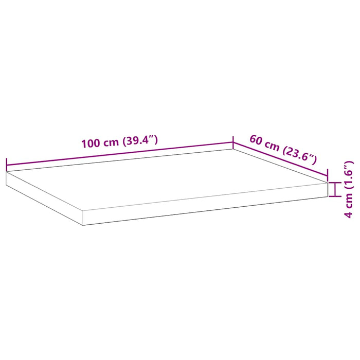 Blat de birou netratat, 100x60x4 cm, lemn masiv de acacia - WALTI WALTI