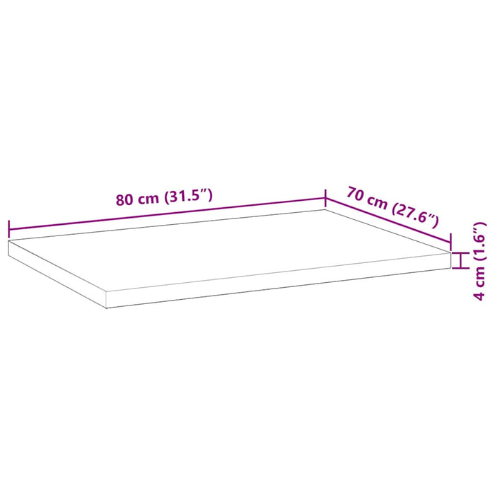 Blat de birou netratat, 80x70x4 cm, lemn masiv de acacia - WALTI WALTI