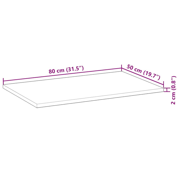 Blat de birou finisat cu ulei, 80x50x2 cm, lemn masiv acacia - WALTI WALTI