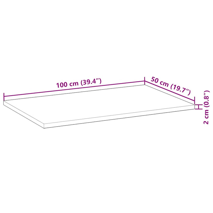Blat de birou finisat cu ulei, 100x50x2 cm, lemn masiv acacia - WALTI WALTI