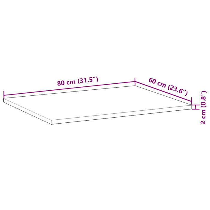 Blat de birou finisat cu ulei, 80x60x2 cm, lemn masiv acacia - WALTI WALTI