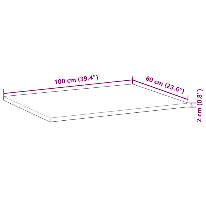 Blat de birou finisat cu ulei, 100x60x2 cm, lemn masiv acacia - WALTI WALTI