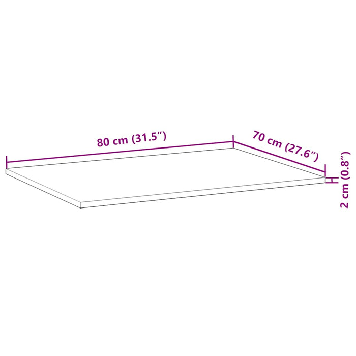 Blat de birou finisat cu ulei, 80x70x2 cm, lemn masiv acacia - WALTI WALTI