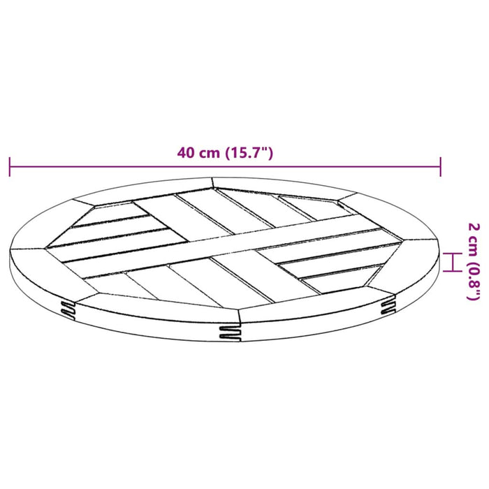 Blat de masă rotund, Ø40x2 cm, lemn masiv de acacia - WALTI WALTI