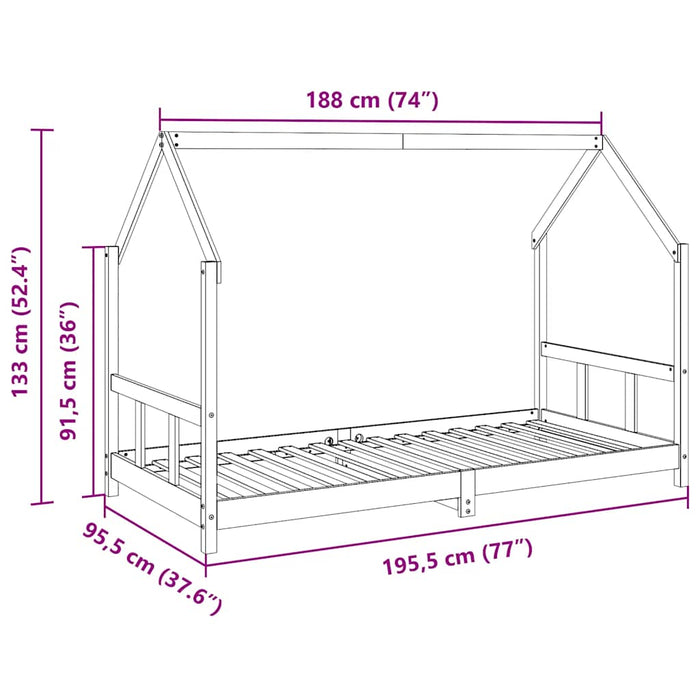Cadru pat de copii, maro ceruit, 90x190 cm, lemn masiv de pin - WALTI WALTI