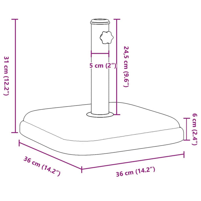 Suport umbrelă pentru stâlpi Ø32/35/38 mm, 11 kg, pătrat - WALTI WALTI