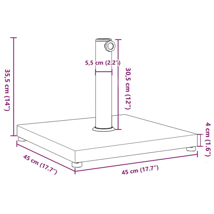 Suport umbrelă pentru stâlpi Ø32/38/48 mm, 18 kg, pătrat - WALTI WALTI