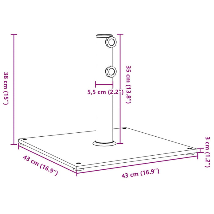Suport umbrelă pentru stâlpi Ø32/38/48 mm, 17 kg, pătrat - WALTI WALTI